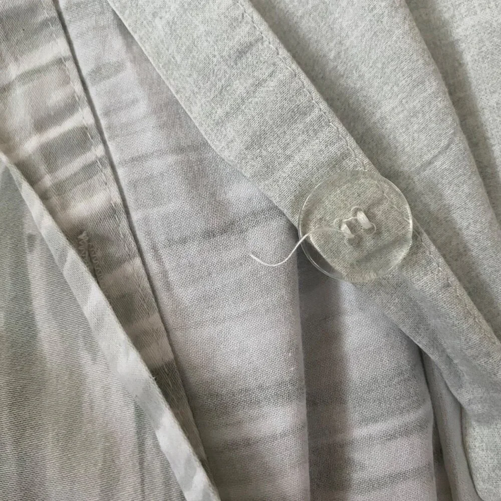 DKNY Full/Queen Duvet‎ Cover Light Gray White Neutral 100% Cotton Buttons 88x92